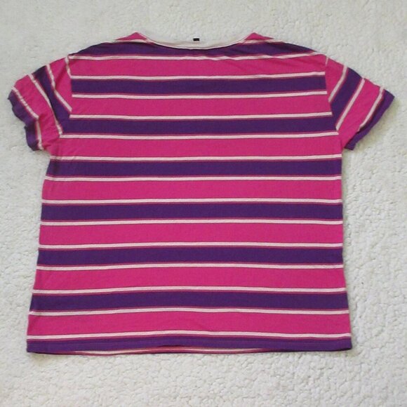 Guess Los Angeles Women's Pink Purple White Striped T-Shirt Size Large - Picture 6 of 7